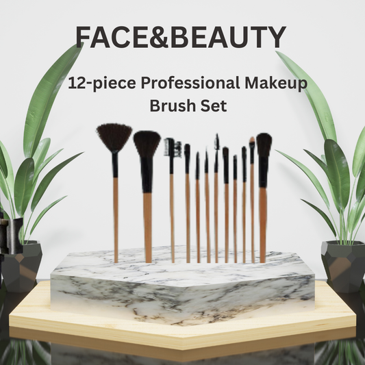 12-piece Professional Makeup Brush Set With Roll-up Pouch – Soft Bristles & Wooden Handles