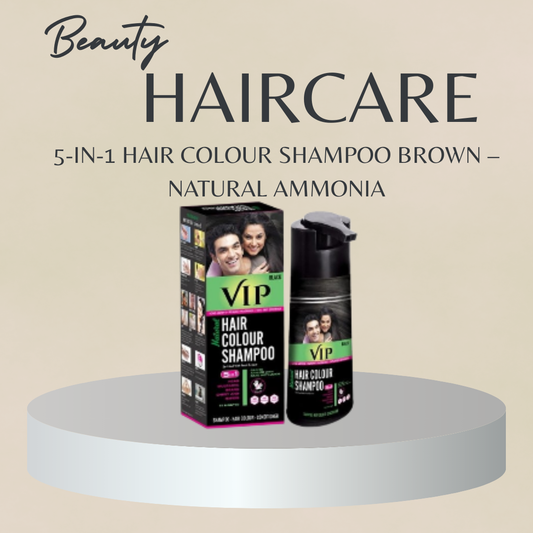 5-in-1 Hair Colour Shampoo Brown – Natural Ammonia-free Hair Dye For Hair, Beard, Moustache & Body Hair (180ml)